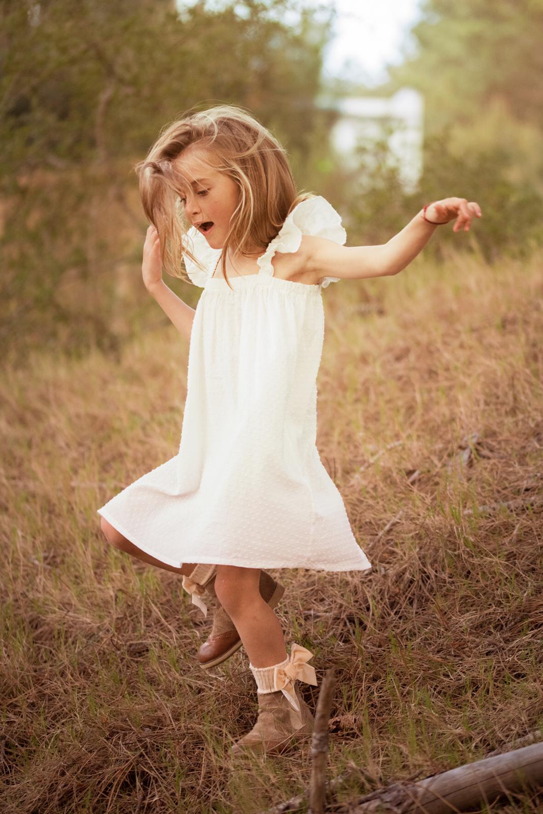 Vestido Forest en plumetie blanco