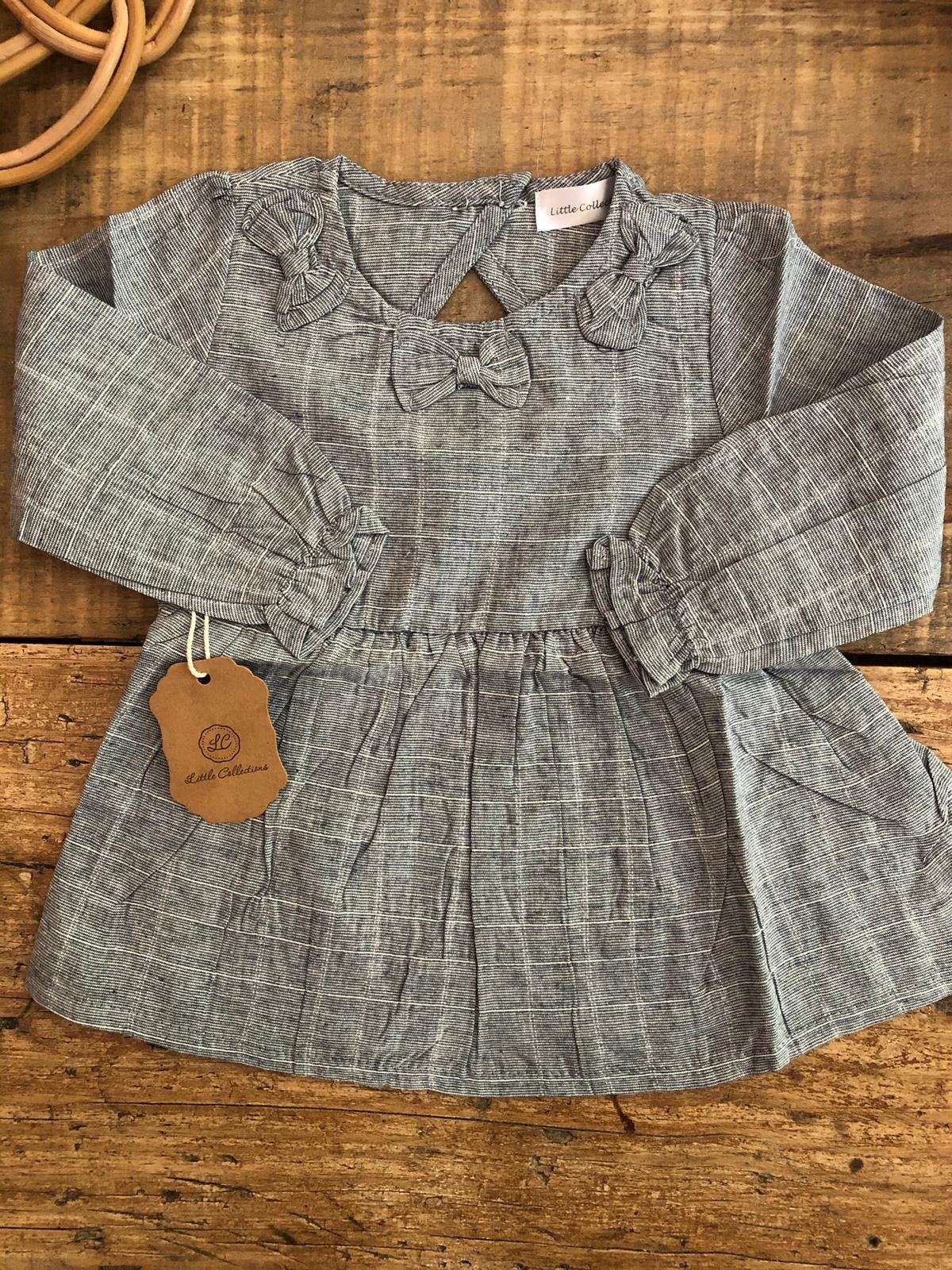 Camisa tres moñas gris